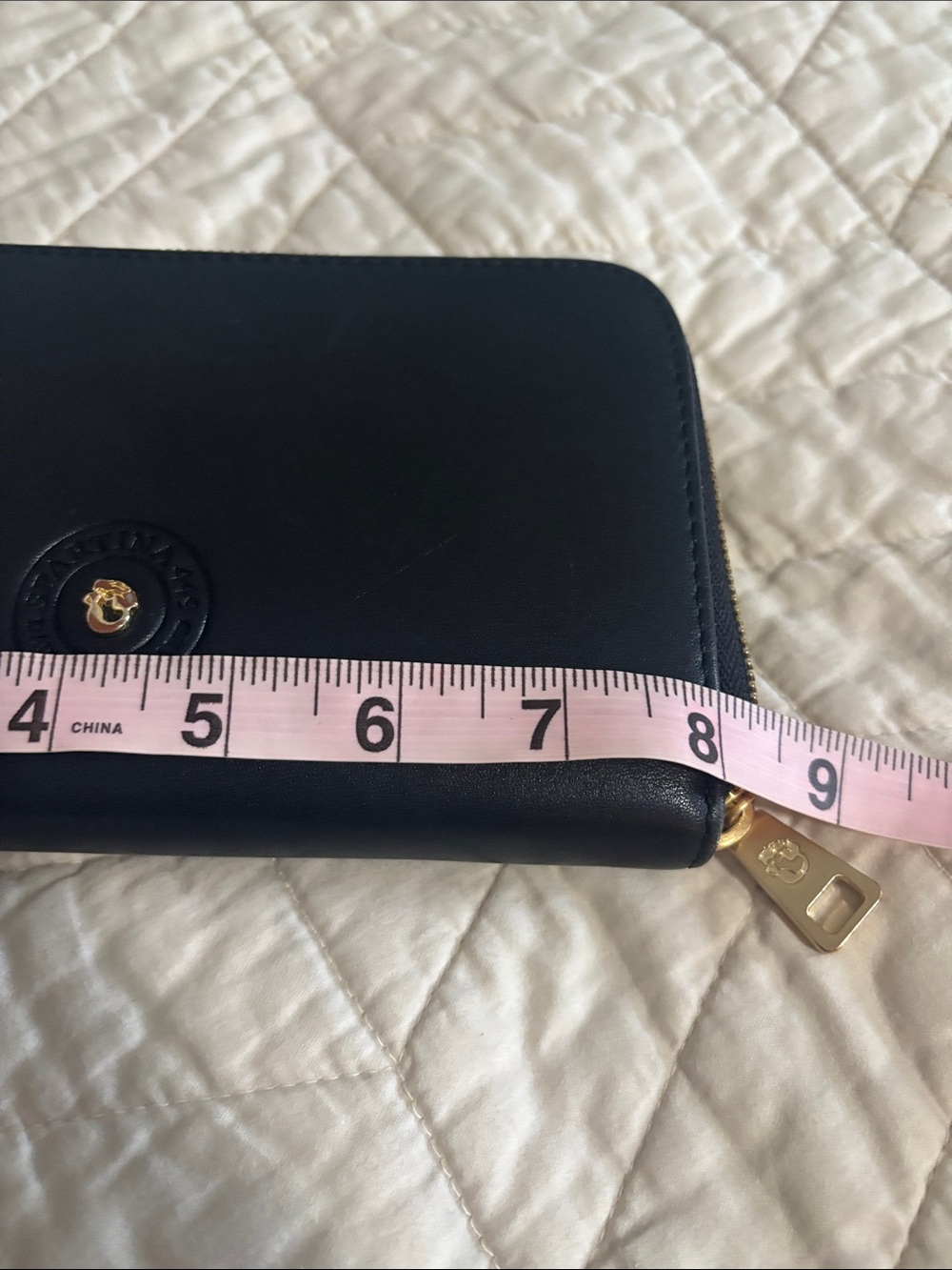 Spartina 449 Black Leather Zip-Around Wallet/Wristlet with Gold Hardware - Picture 4 of 4